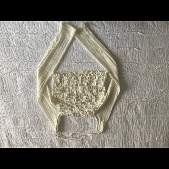 This is a white ruffled and detailed crop top - Picture 7 of 7